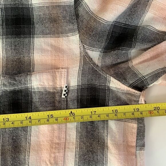 Vans Pink Black Checkered Flannel Women’s Shirt Long Sleeve Pockets  Size L - Picture 4 of 8